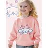 European Size Sanrio Cartoon Printed Girls Casual Sweatshirt Chibi White Ears with Pink Blossoms Children's Sports Long Sleeve Crewneck Pullover