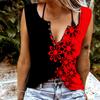 Women Tanks Sexy V Neck Sleeveless Summer Tops Vest 3D Graffiti Flowers Print Cool Lightweight Tops