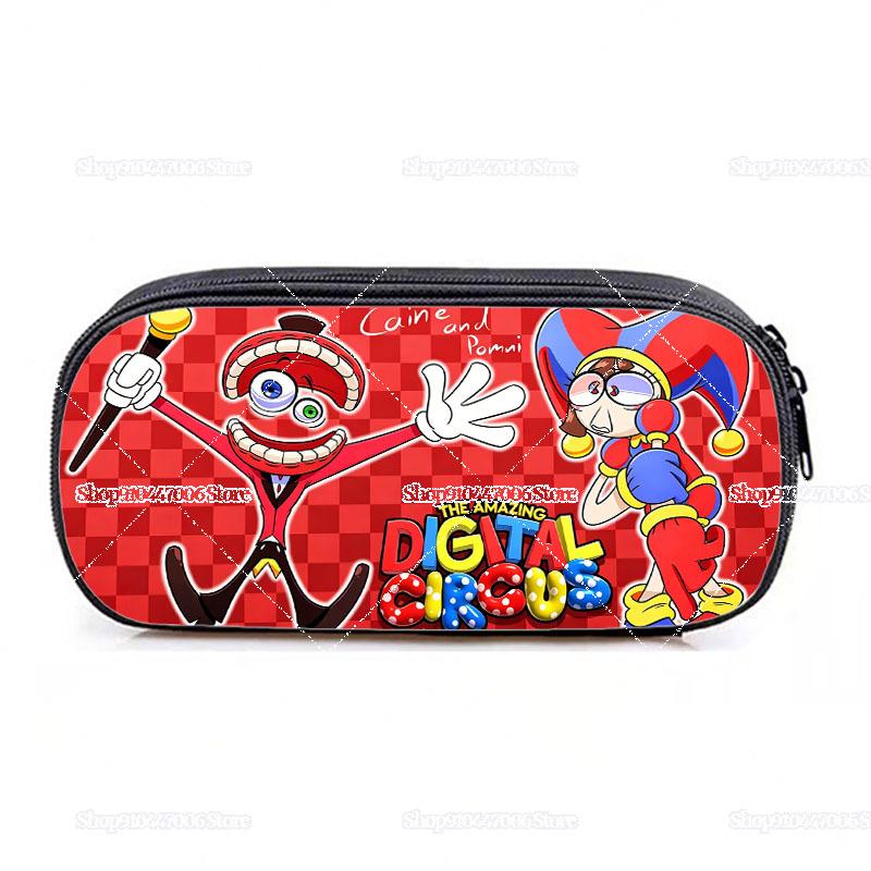Kreslený Anime Úžasný Cirkus Vzor Tisk Pouzdro na tužky Pomni Jax Pouzdro na tužky Zipové Pouzdro na tužky Velká kapacita Úložné prostory na psací potřeby