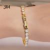 Birthday Present for Her Faux Crystal Bracelet Women, Silver/Golden Rhinestone Bangle Bracelet, Sparkling Adjustable Alloy Wrist Jewelry Plated Cubic