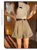 Summer 2025 Women's High Waist Pleated A-line Wide Leg Suit Shorts