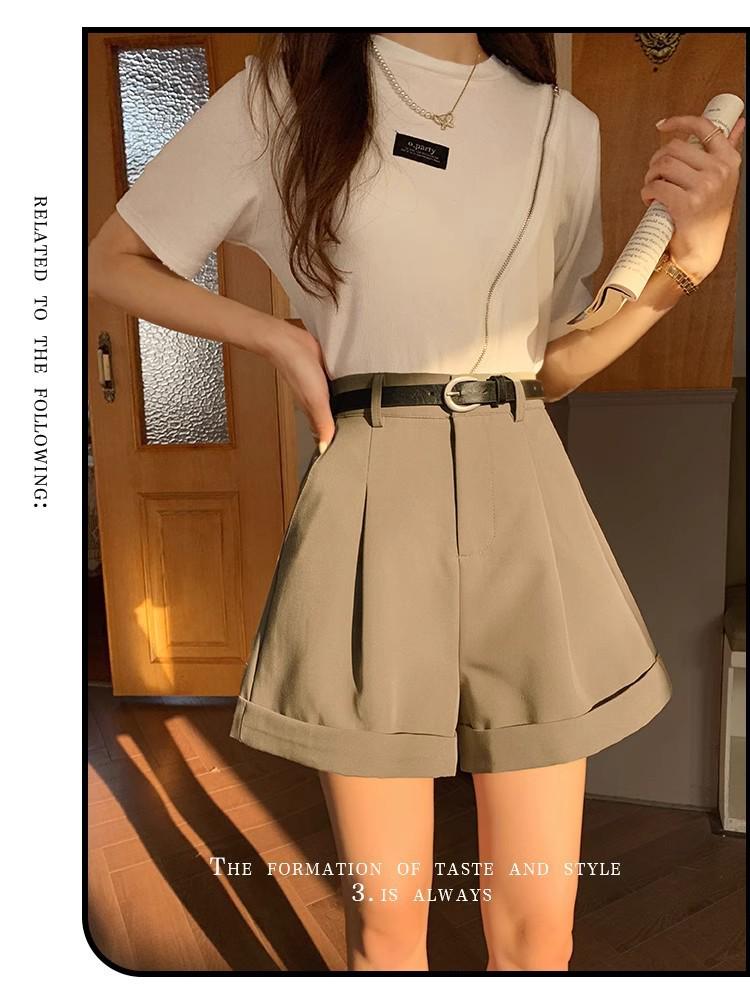 Summer 2025 Women's High Waist Pleated A-line Wide Leg Suit Shorts