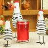 Farmhouse Style Decorations 3Pcs Hand-Painted Wooden Chicken Figurine Set, Cute Animal Desktop Decor with Striped Black Solid Wood Figurines