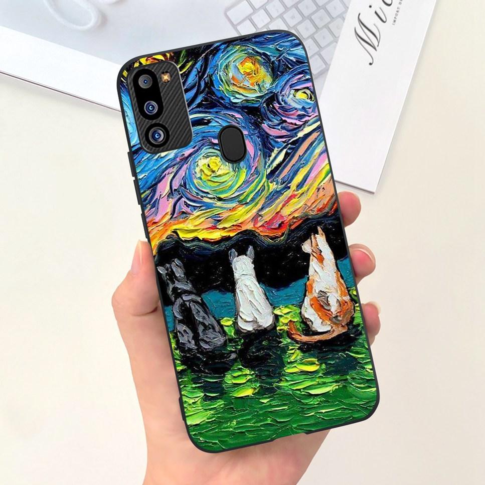 For Samsung Galaxy M21 2021 Case Cute Cat Fashion Girl Soft Silicone Cover For Samsung M21 2021 SM-M215G Bumper Phone Case Funda
