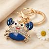 Keychain Pendant Sparkling Rhinestones Inlaid Crab Design Key Holder with Lobster Clasp Lightweight Car Bag Accessory