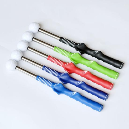 Golf Grip Swing Training Aid with Click Feedback Retractable Club Tempo Trainer for Warm-Up Indoor Practice Telescopic Short Club for Right Left