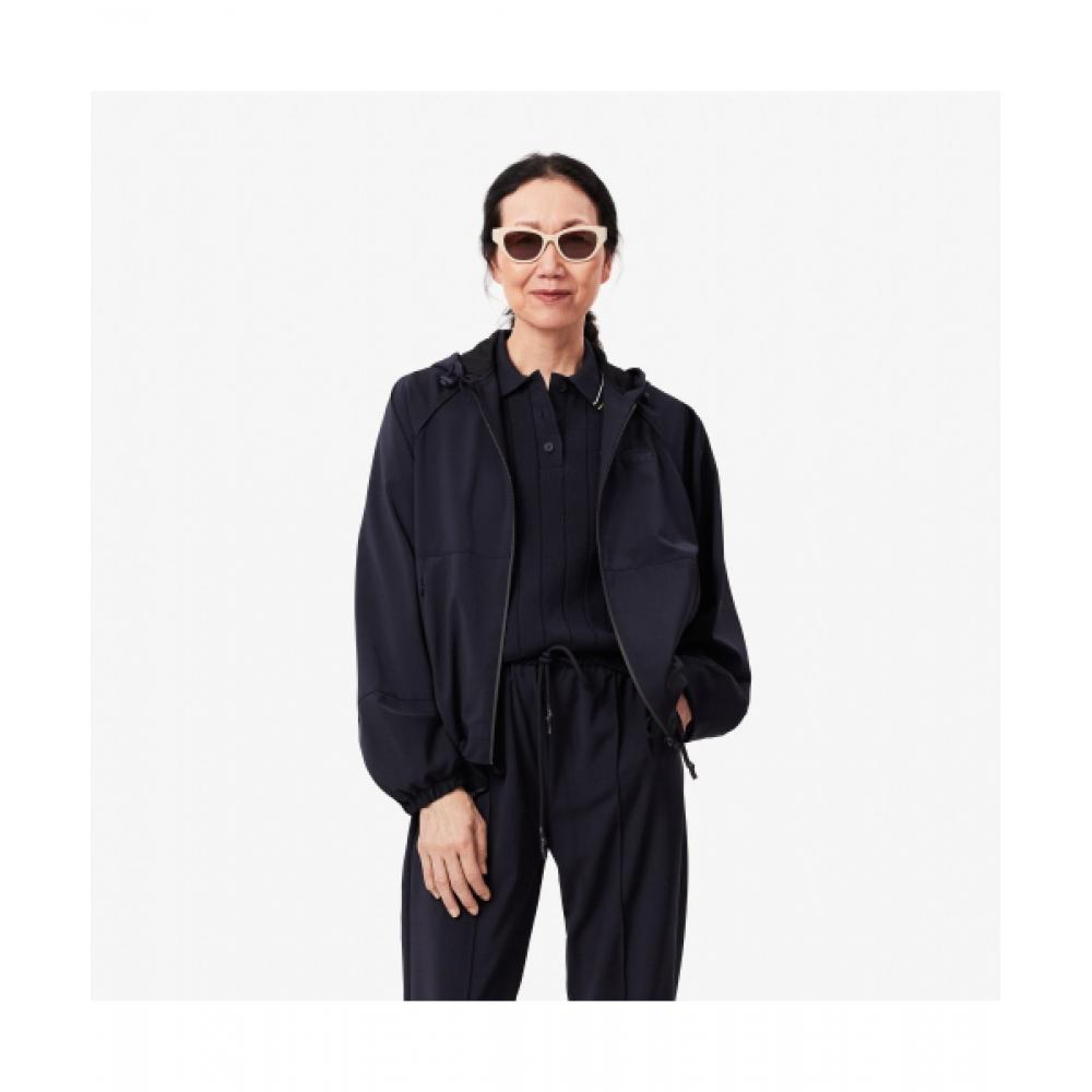 

LacoSte Women S Wool Blend Hooded Track Jacket [dark Navy] 038