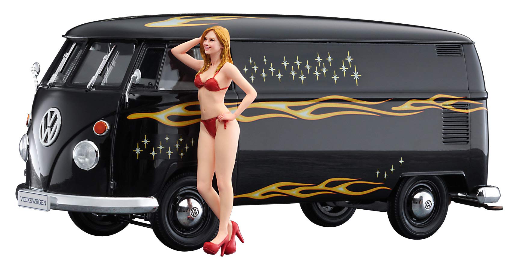 

Hasegawa Volkswagen Type 2 Фургон Пожарный с Фигуркой Блондинки Пластиковая Модель SP464 1/24