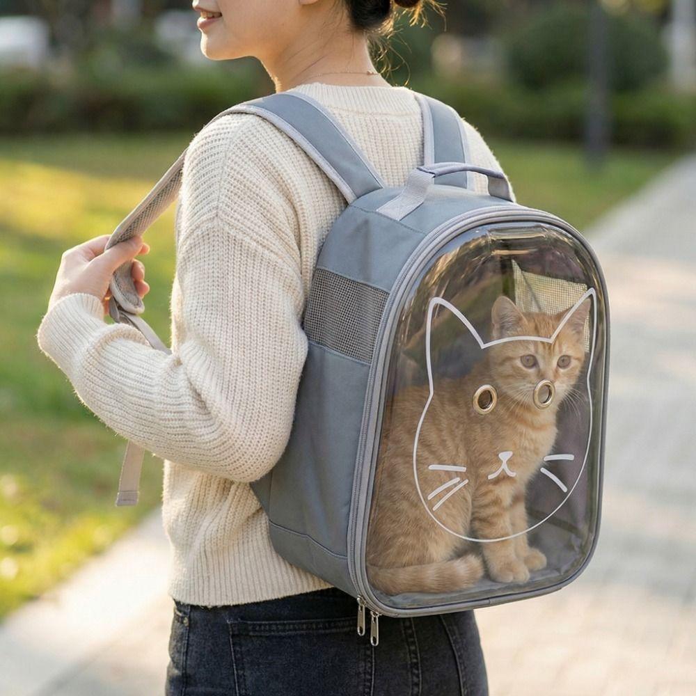 Breathable Pet Carrier Backpack Large Capacity Cat Transport Backpack  Outdoor Activities