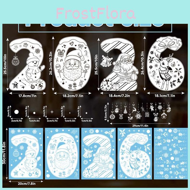 Static Christmas Decorative Sticker With Numbers Santa Claus For Decor Festive