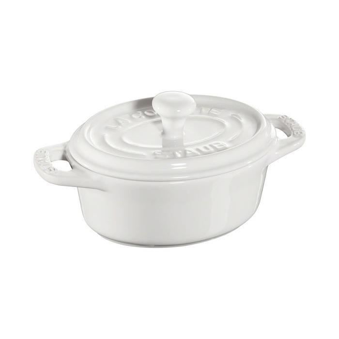 Cocotte - STAUB - Mini-Cocotte Oval - 11 cm - Keramik Weiß - Für alle Herdarten geeignet