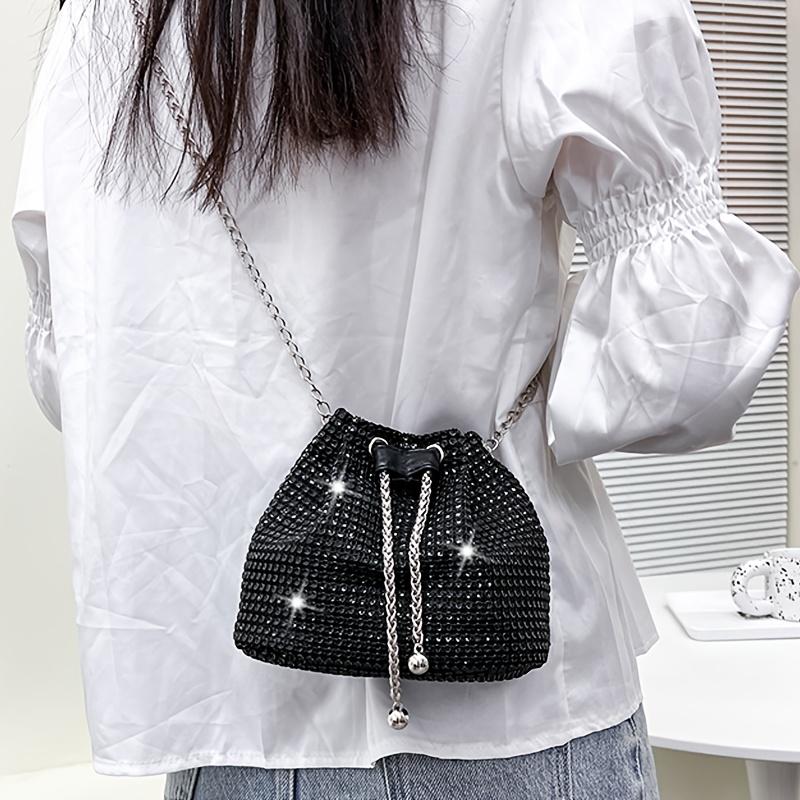 Large Capacity Drawstring Bucket Bag | Adjustable Chain Strap, Versatile for Casual, Office & Shopping