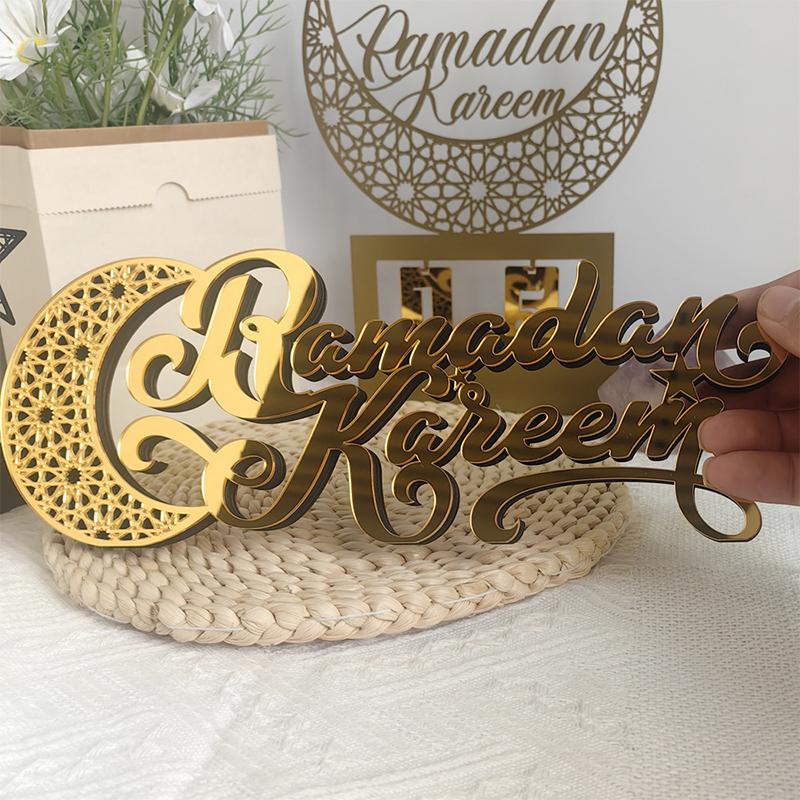 Ramadan Mubarak Acrylic Ornament For Home Islamic Muslim Party Decor 2025 Eid Mubarak Ramadan Kareem Decoration Eid Al Adha Gift