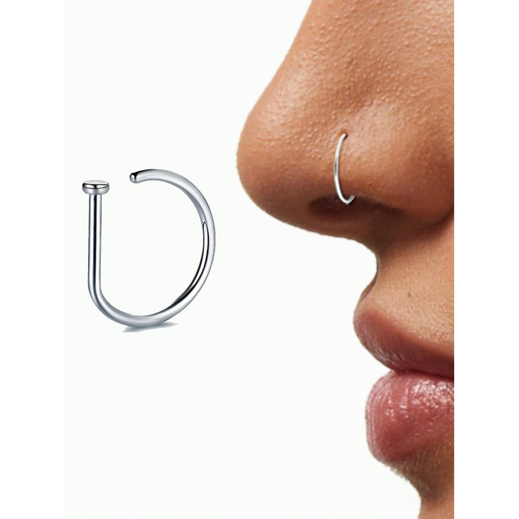 1/3PCS Geometric Nose Ring, Punk Septum Hoop for Women, Stainless Steel Nose Stud Body Jewelry, Piercing Gift