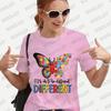 Its Okay To Be Different Autism Butterfly Shirt for Women Butterfly T-shirt Autism Acceptance Tshirt Short Sleeve Graphic Tops