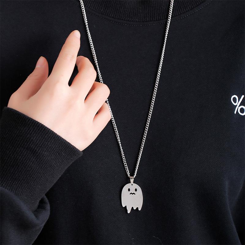 Simple Timid Ghost Necklace Pendant Ornament for Halloween
