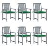 Exclusive House - Garden Chairs and Cushions Set of 6 Solid Acacia Wood Grey