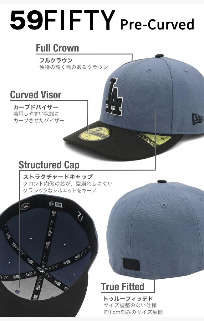 New Era PreCurved 59FIFTY Cap 15136902 NER36C0020 LA Gray New Era Cap ONSPOTZ Special Edition 2Tone MLB Los Angeles Dodgers MLB Flat Visor Unisex Sun