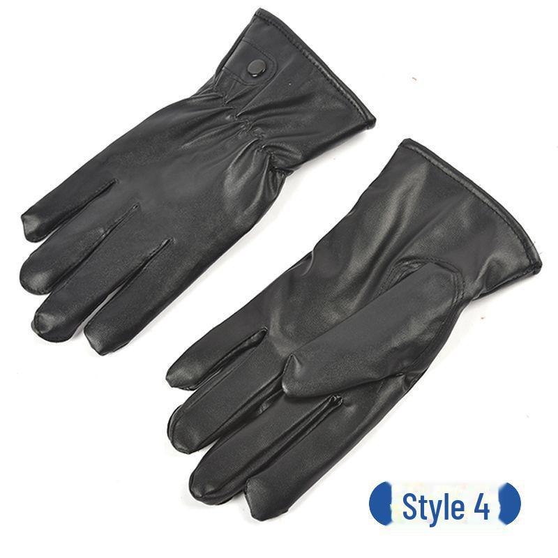 

Мужские кожаные перчатки для велоспорта с сенсорным экраном — теплые, с бархатной подкладкой для осени/зимы One Size