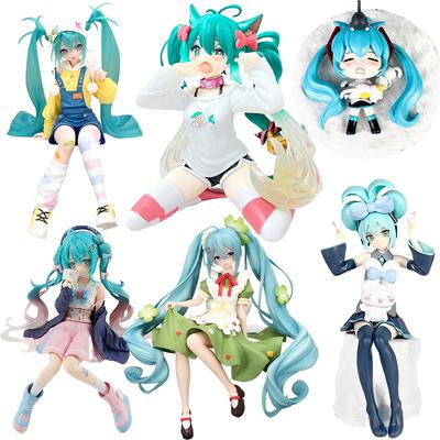 Anime Beautiful Girl Hatsune Sitting Posture Handmade Cat Hatsune Cute Miku Four Leaf Clover PVC Model Anime Birthday Gift