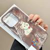 New Apple IMD Phone Case with Cute Cartoon Dog Pattern for Girls, High-end Feel, Transparent Double-layer IMD Phone Case