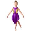 Girls Liturgical Dance Dress Sleeveless Metallic Bodice Color Block with Back Zipper and Asymmetrical Satin Hem for Praise Worship Service