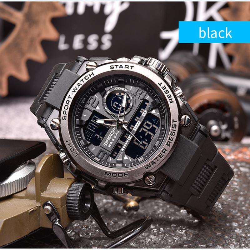 SANDA Electronic Watch Trendy Cool Electronic Watch Multi-function Alarm Clock Men's Wristwatch