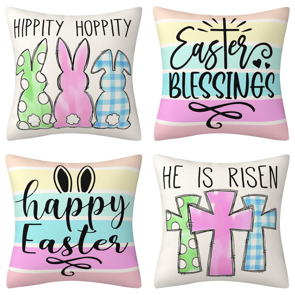 Home Spring New Easter Bunny Pillow Case Living Room Sofa Cushion Outdoor Pillow Case