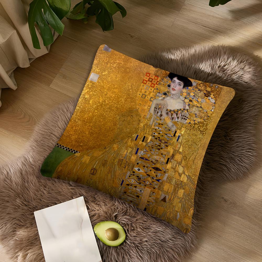 Art Gustav Klimt The Kiss cushion cover For Bedroom Car Coffee Shop Room Soft and Living Room Sofa Decorative Pillow Cover Case