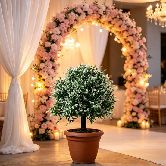 23.6" Artificial Lavender Topiary Ball with Spike Faux Lavender Shrub Bushes UV Resistant Greenery Plants for Front Porch Backyard Entryway Garden