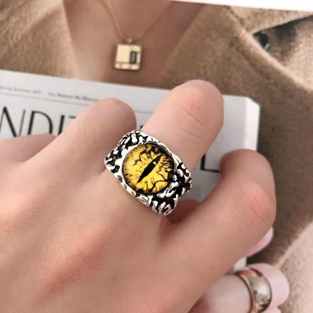 

Jewelry Retro Domineering Open Adjustable Ring Men s Trendy Punk Devil s Eye Ring one size(US size 6-13)