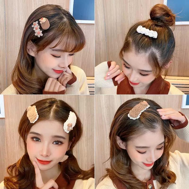 New Autumn and Winter Plush Cute Sweet Hair Clip Women's Bangs Side Clip Headdress Cartoon Animal Hairpin Hair Accessories