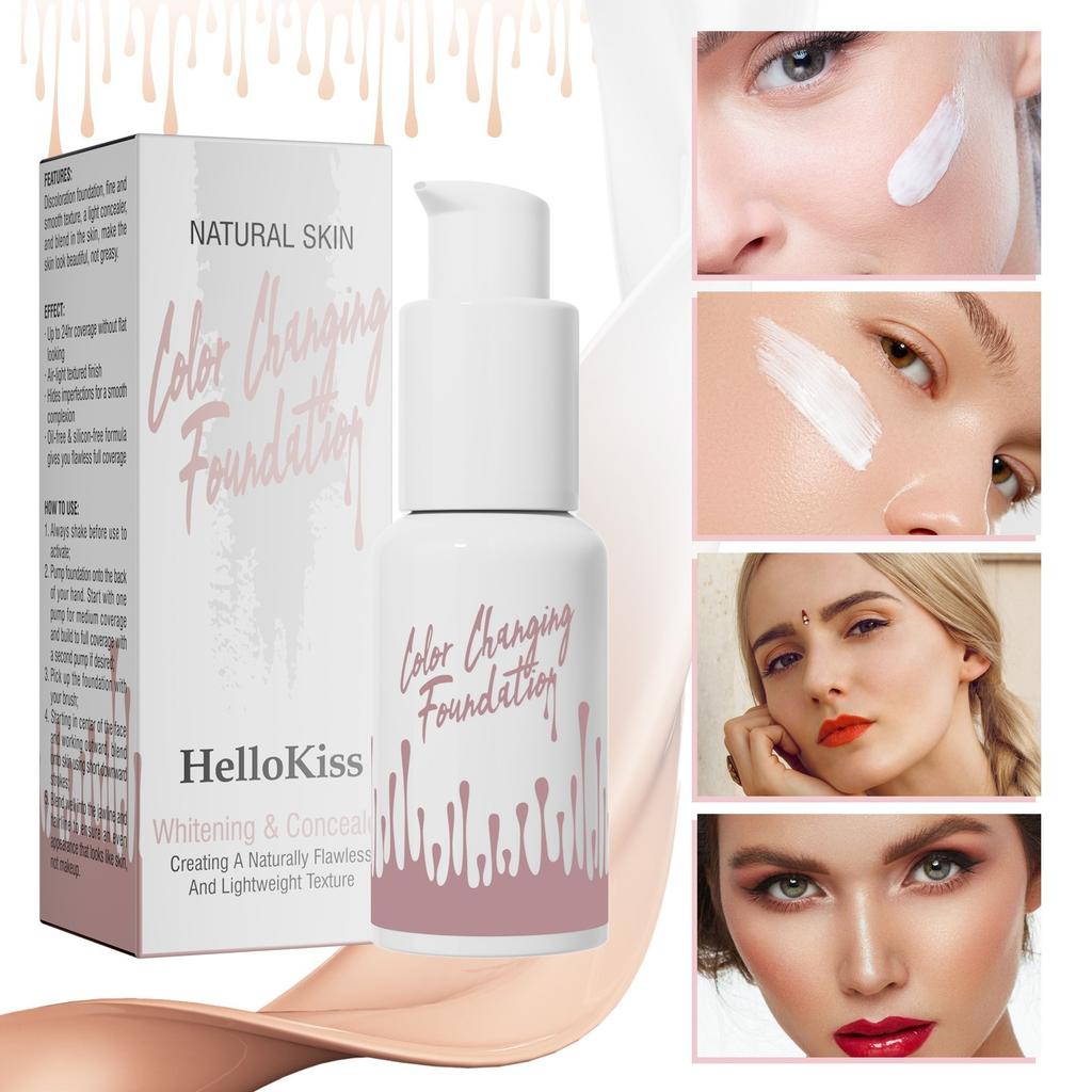 Grenzüberschreitender Concealer, der nicht abfärbt, und Farbwechselnde Foundation, Klare und geschmeidige, warmtonverändernde Hautton-BB-Cream-Foundation