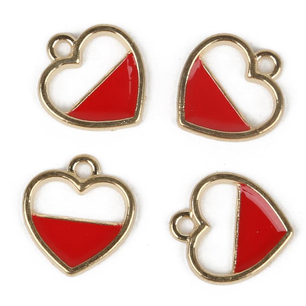 10 stk 15*16mm doble farger Kjærlighet Hjerte Drop Oljelegering Anheng For smykker Komponent Making DIY Halskjede Armbånd Øredobber