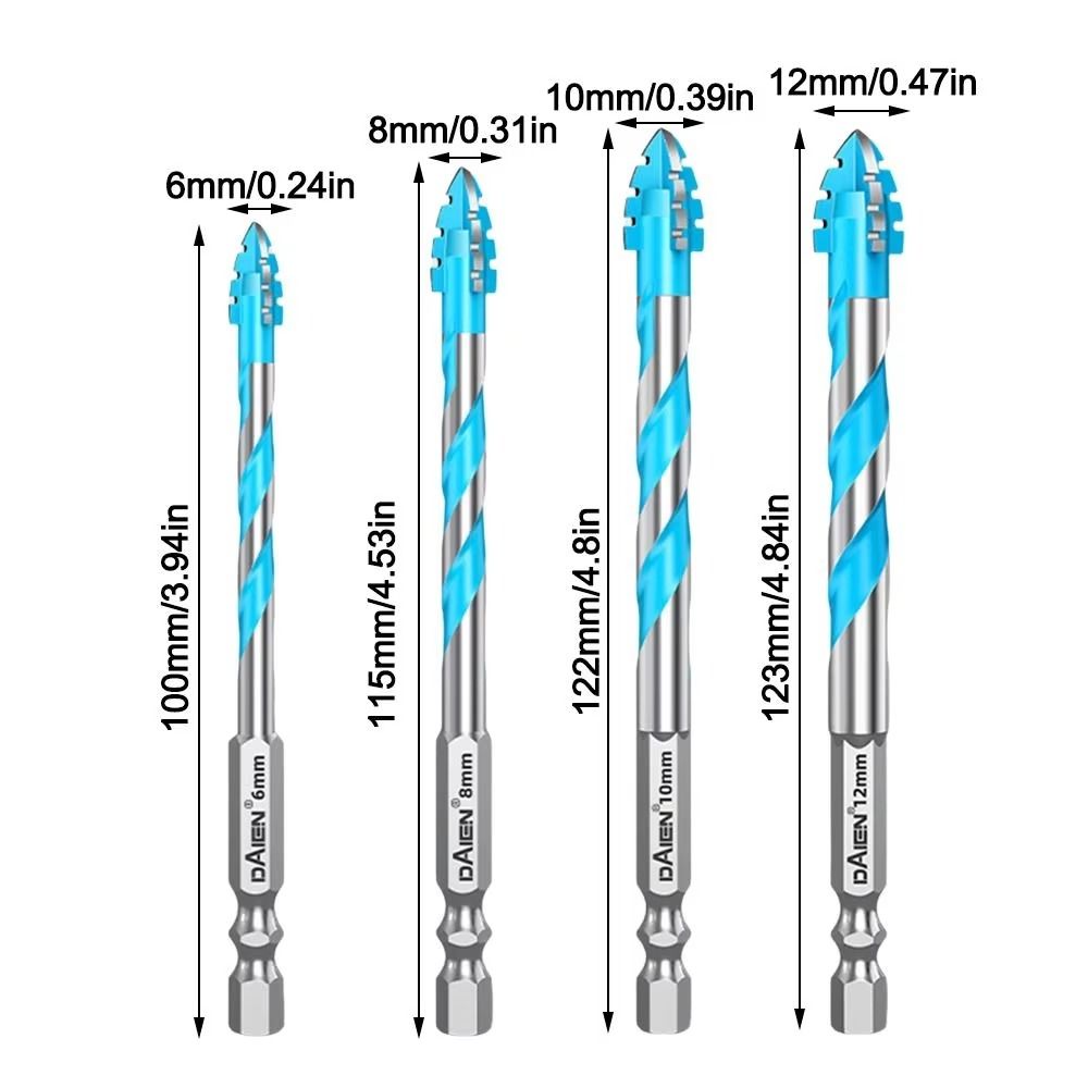 High Hardness Eccentric Drill Four-Edged Tile  Drill Bit Durable Triangle Tile Drill Set  Glass