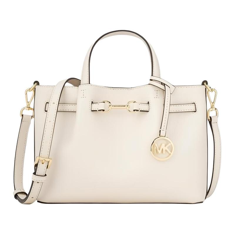 MICHAEL KORS Carson Center Logo Charm Leather Handbag Small Women s Beige бежевый
