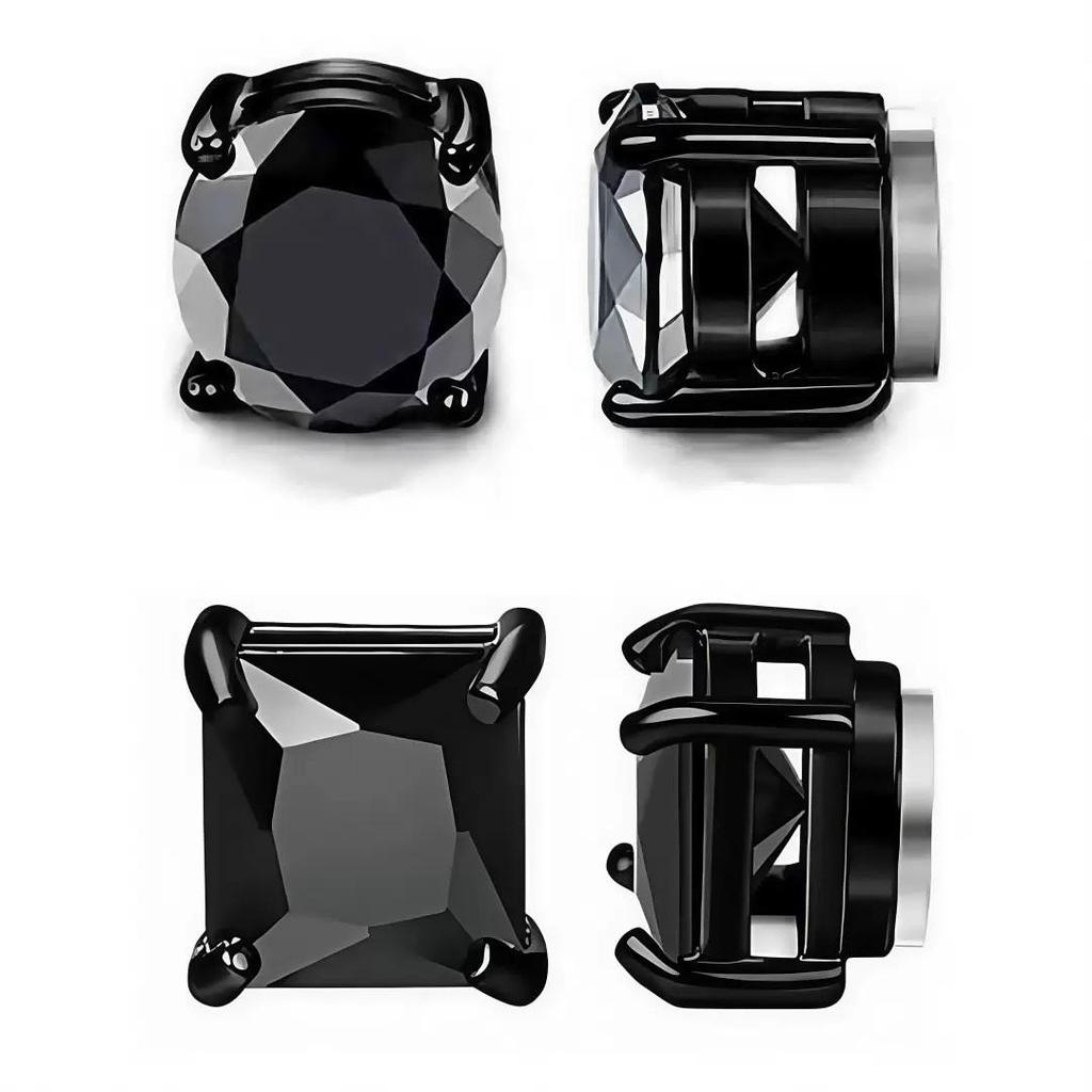Zirkonia Magnet-Kralle Fake Ohrringe - Unisex Ohrklemme ohne Piercing