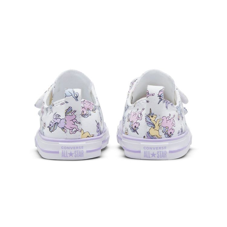 Converse All Star Series 2V Canvas Comfortable Casual Durable Low Top Walker Shoes Baby sneaker White Purple A01675C