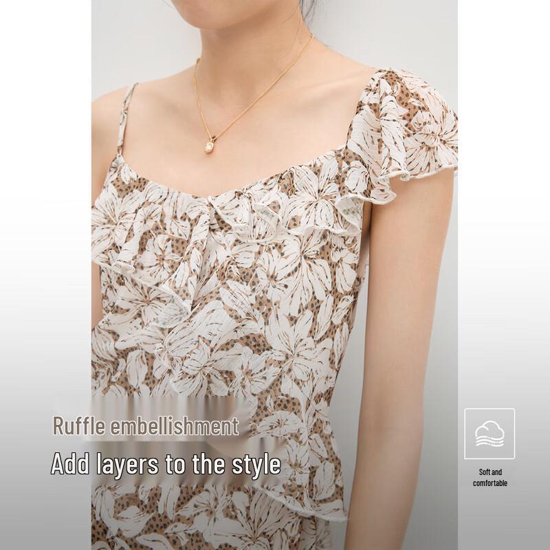 Elegant Ruffle Printed Dress