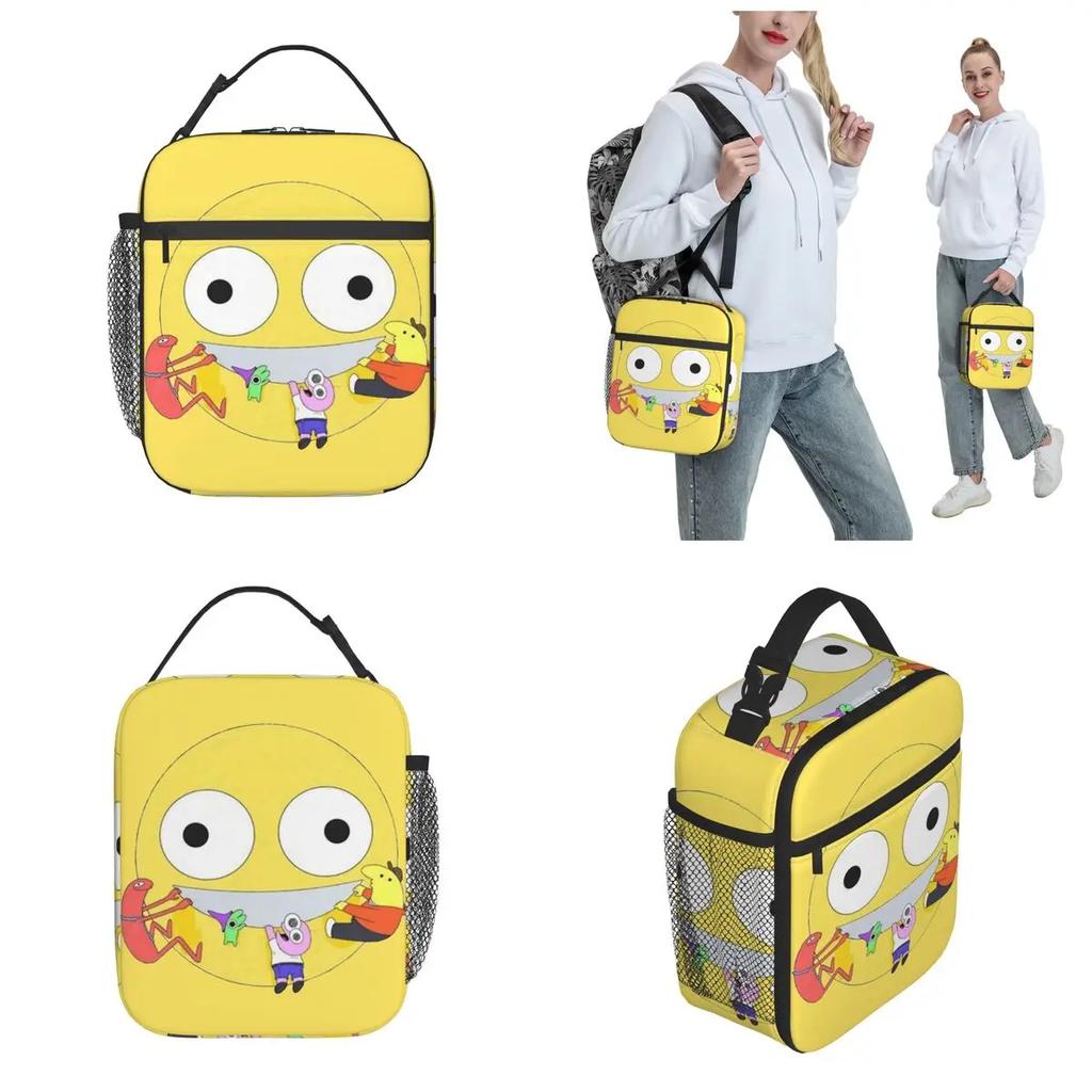 Funny Smiling Friends Cartoon Thermal Insulated Lunch Bag for Work Adult Black Comedy Portable Food Bag Thermal Cooler Lunch Box