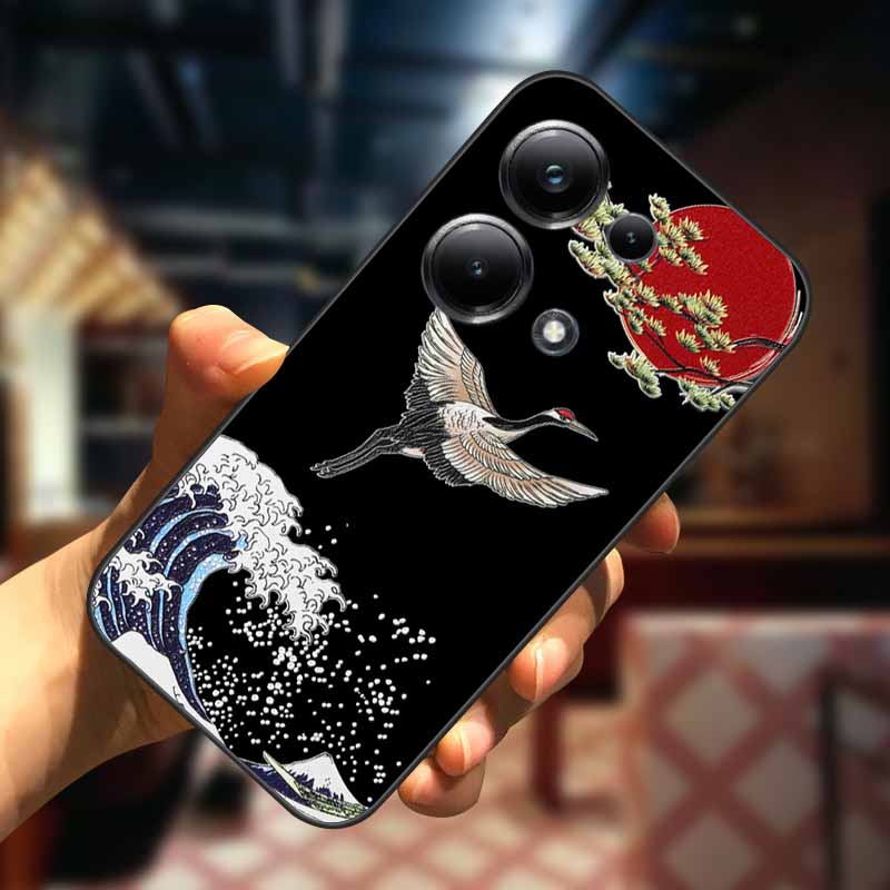 For Xiaomi Redmi Note 13 13pro 5G Case 3D Relief Flower Emboss Soft Silicone Cover For Redmi Note 13 pro Plus Owl interest Cases