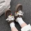 2025 New Beaded Tassel Leather Platform German Training Shoes Women's Versatile Casual Sports Board Shoes White Shoes Women's Shoes