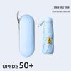 Compact Black Capsule Umbrella with UV and Rain Protection - Five-Fold Design