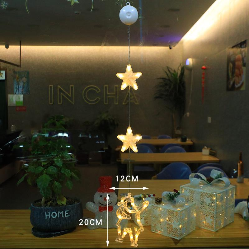 LED Christmas Suction Cup String Lights: Creative Curtain, Tree, Reindeer, and Bell Decorations