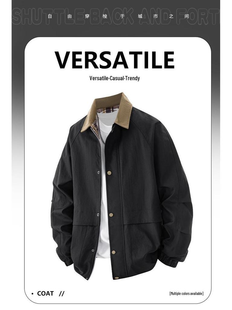 Plus Size Men's Versatile Lapel Jacket for Spring and Autumn