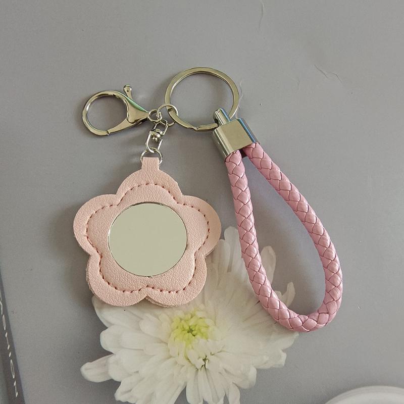 Multicolor Flower Shaped Pu Leather Keychain With Braided Wrist Strap Sturdy Metal Clasps For Bag Decor Daily Use Gifts