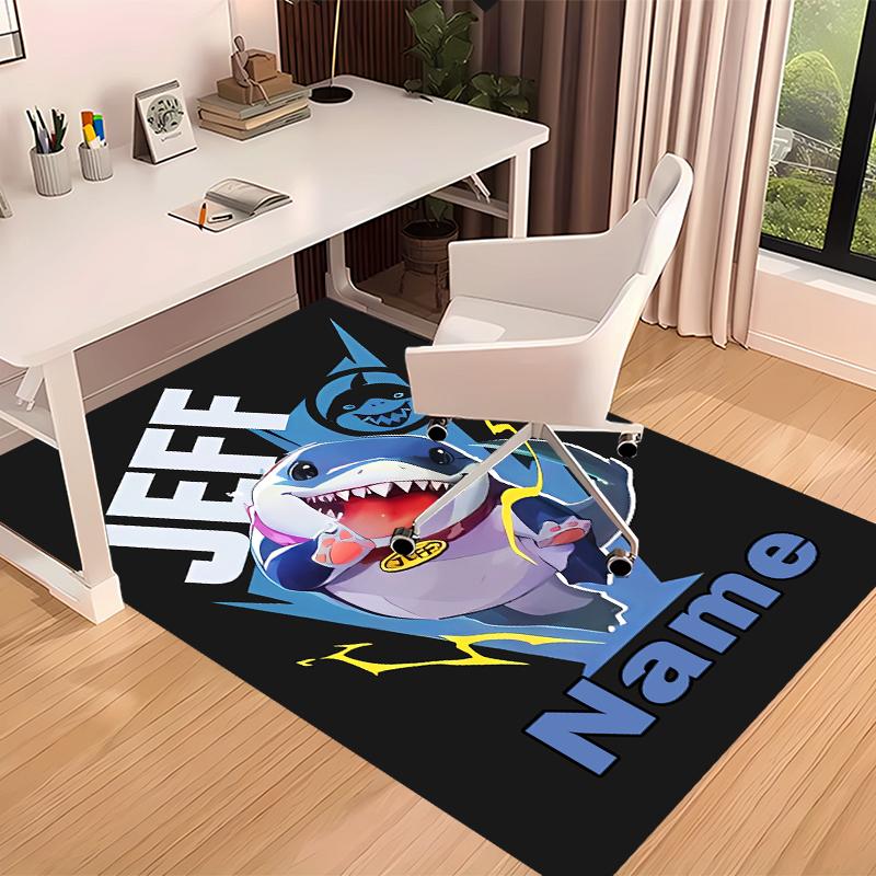Custom Personalization Jeff the Land Shark Print Area Rug - Soft, Washable Non-Slip Indoor Mat,Living Room,Home&Office Decorative Rug