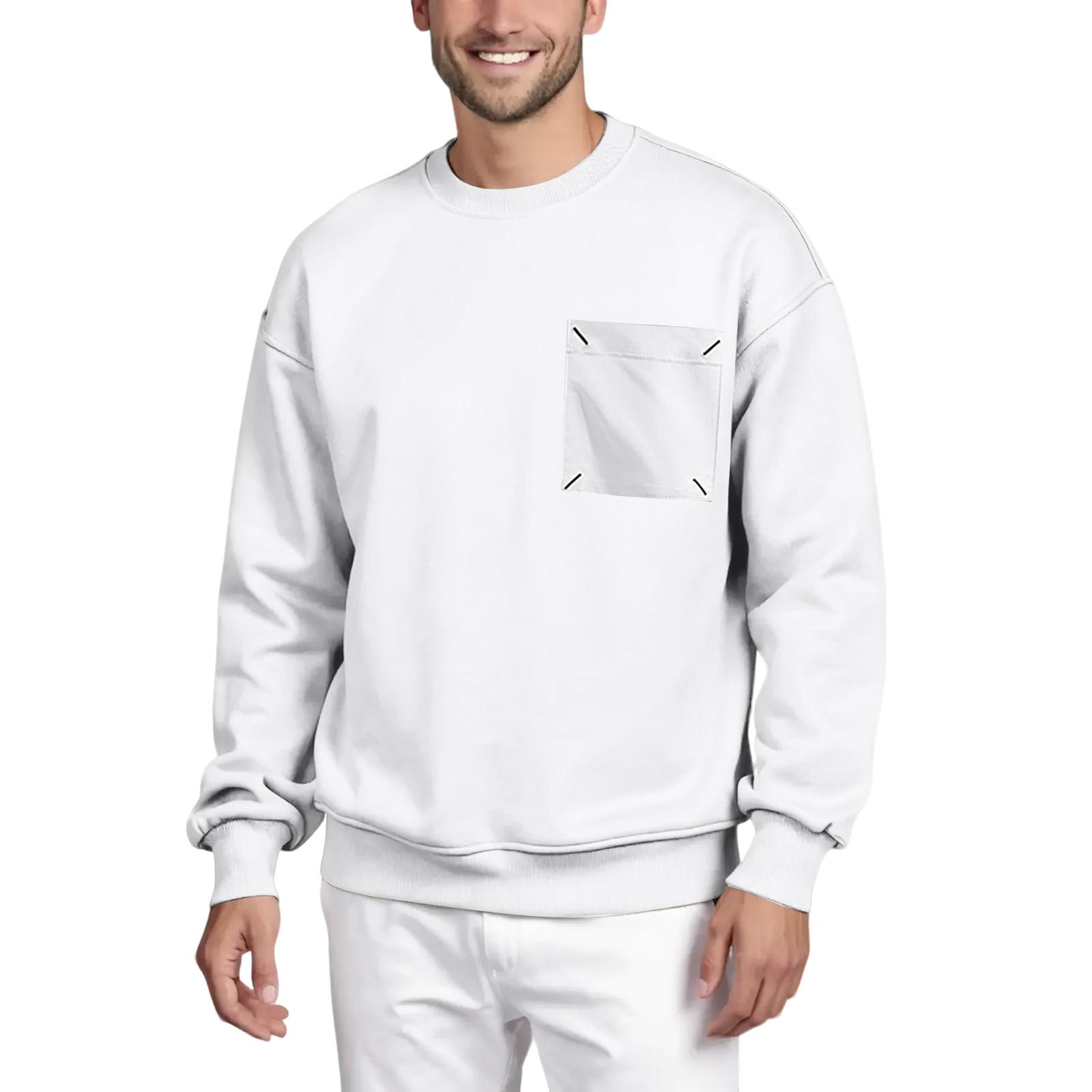 

Men s Hoodie Loose Casual Long Sleeved Round Neck XL