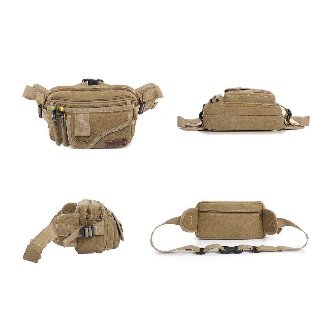 Large Capacity Waist Bag with 5 Hip Walking and Body Bag for Outdoor Activities and Hiking Men's Pockets, Bag, Pouch, (Black)