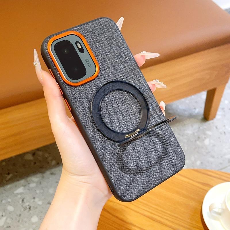 Premium Linen Fabric Case for OnePlus 15T 13 Ace6 Ace5 Pro Magnetic Rotating Stand Metal Buttons Full Body Lens Protection Cover